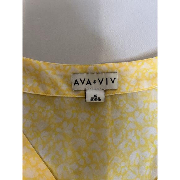Ava & Viv Women's Yellow Maxi Dress, Plus Size 1X, Sheer Lining, Summery - Picture 7 of 7